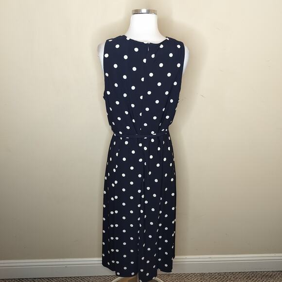 Anne Klein Polka Dot Dress Belted Stretch Fit Flare - Picture 7 of 8